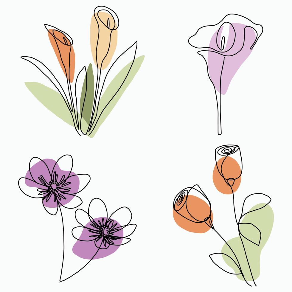 simplicidad flor dibujo de línea continua a mano alzada diseño plano. vector