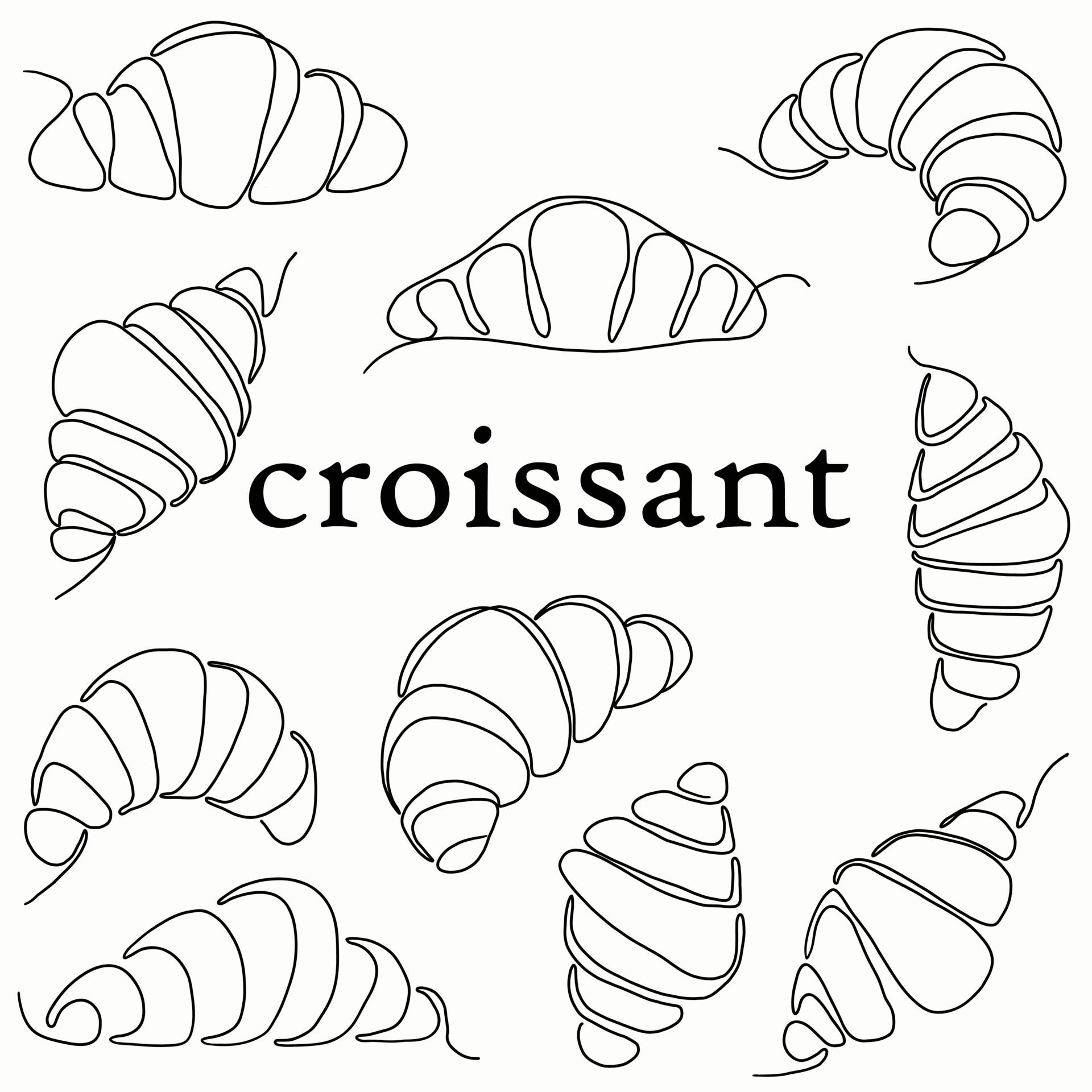 Croissant Coloring Page Coloring Pages