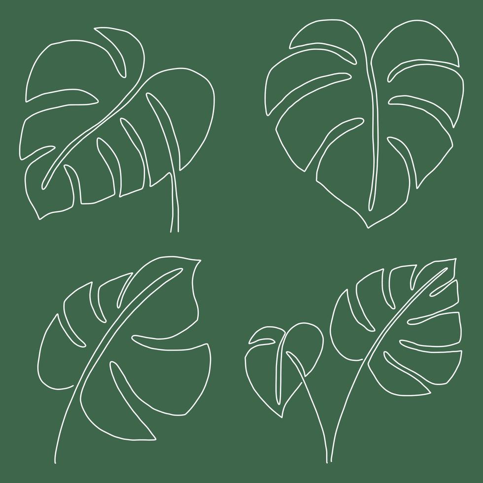 simplicidad hoja de monstera dibujo de línea continua a mano alzada diseño plano. vector