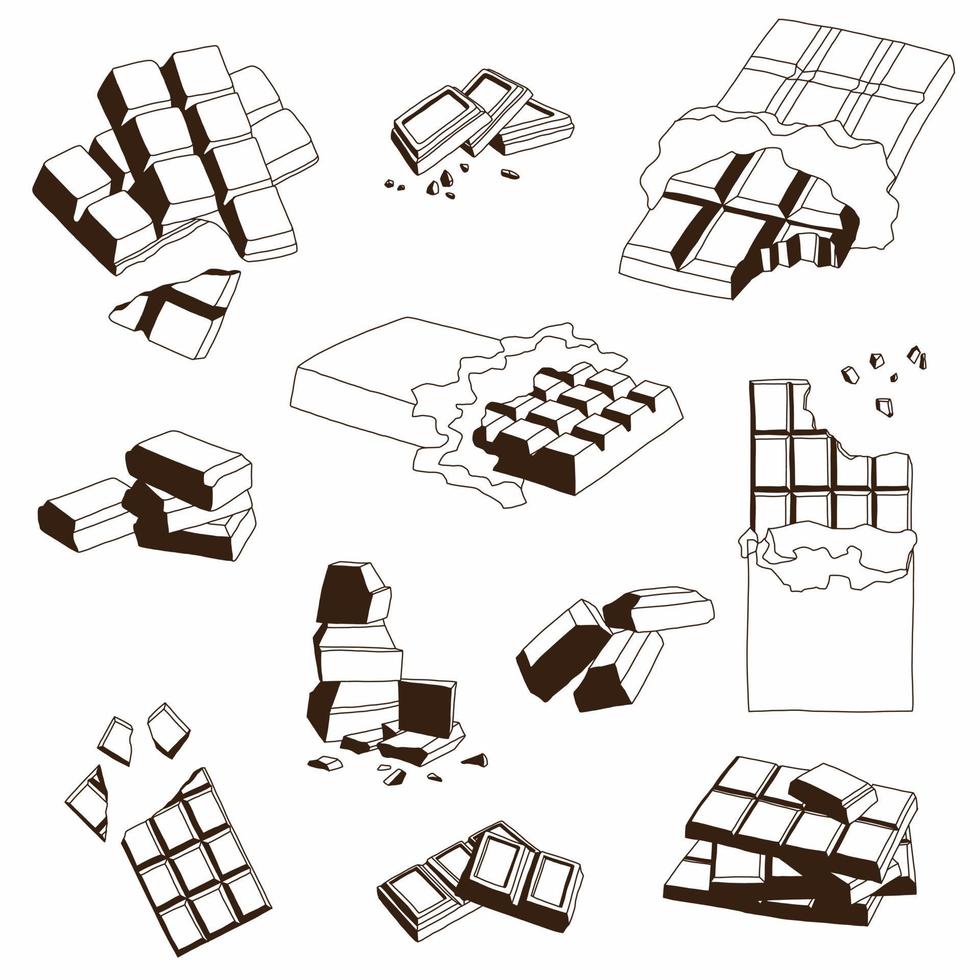 Doodling freehand outline sketch drawing of a chocolate bar. vector
