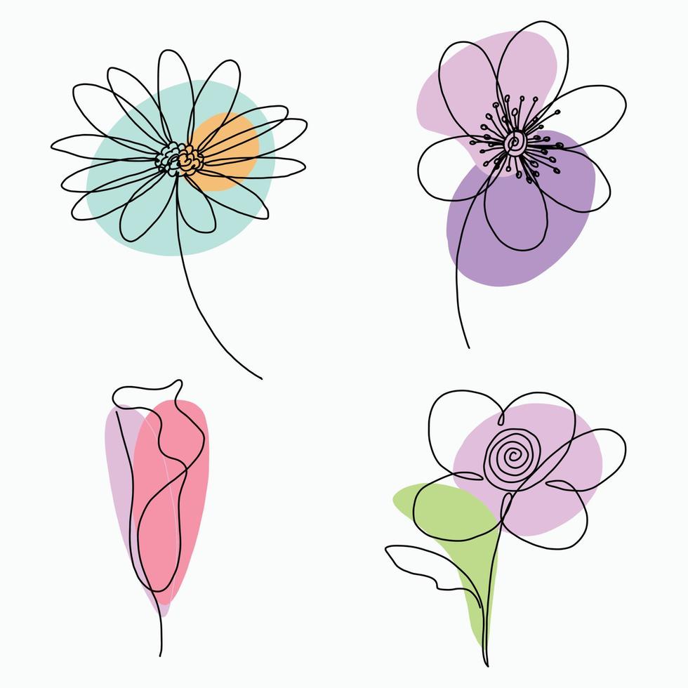 Simplicity flower freehand continuous line drawing flat design. vector