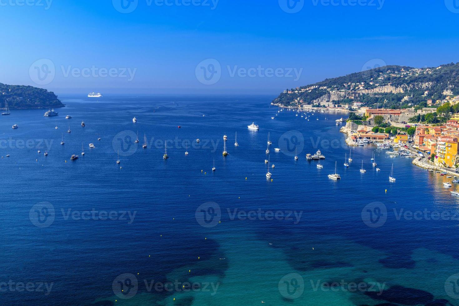 Beach with boats Beausoleil, Nice, Nizza, Alpes-Maritimes, Provence-Alpes-Cote d'Azur, Cote d'Azur, French Riviera, France photo