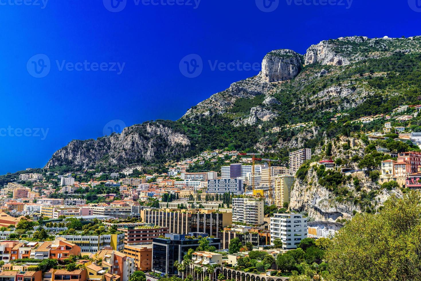 Houses on the cliff, Fontvielle, Monte-Carlo, Monaco, Cote d'Azur, French Riviera photo