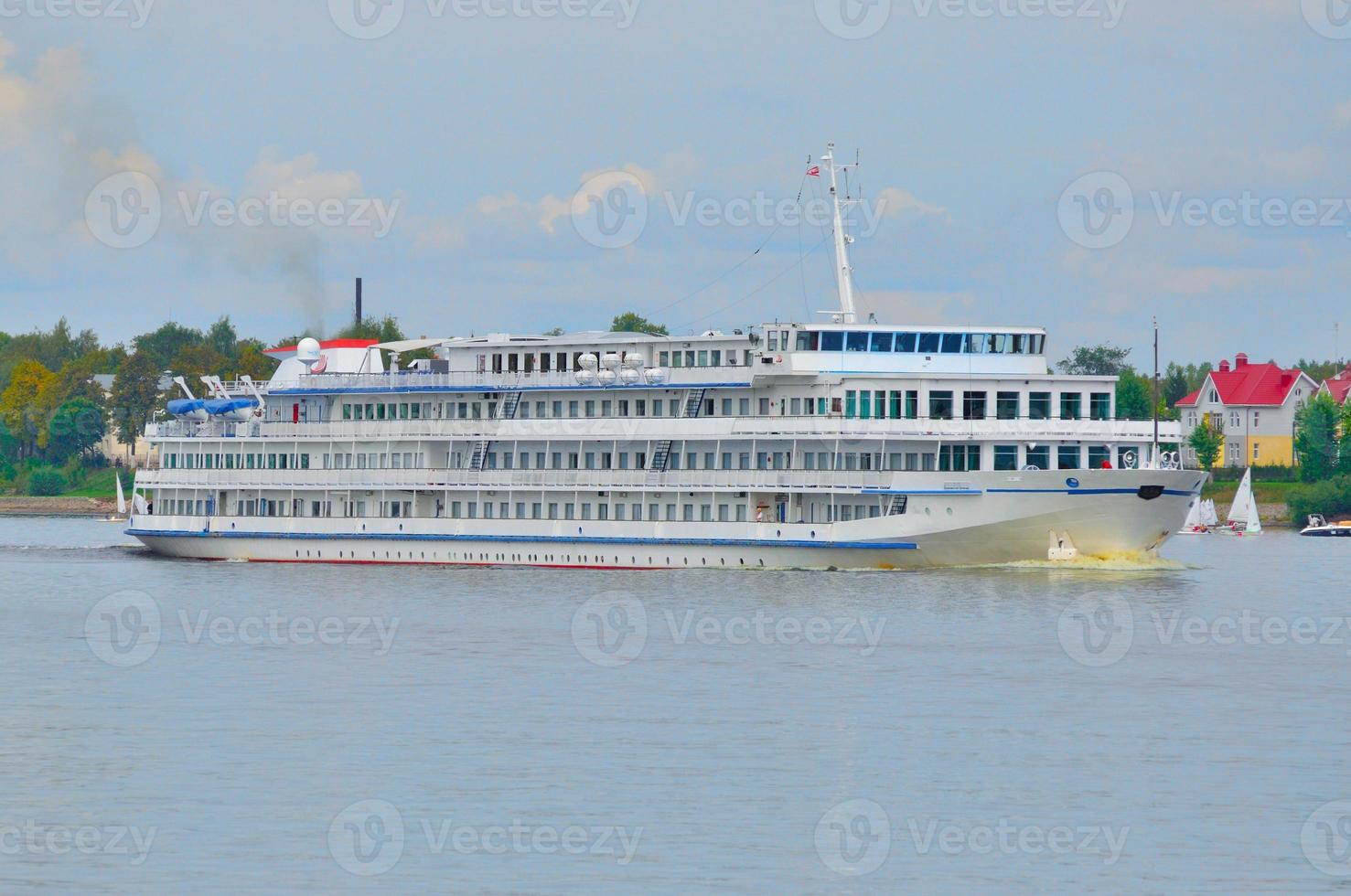 Motor ships in Volga river, Yaroslavl, Russia photo