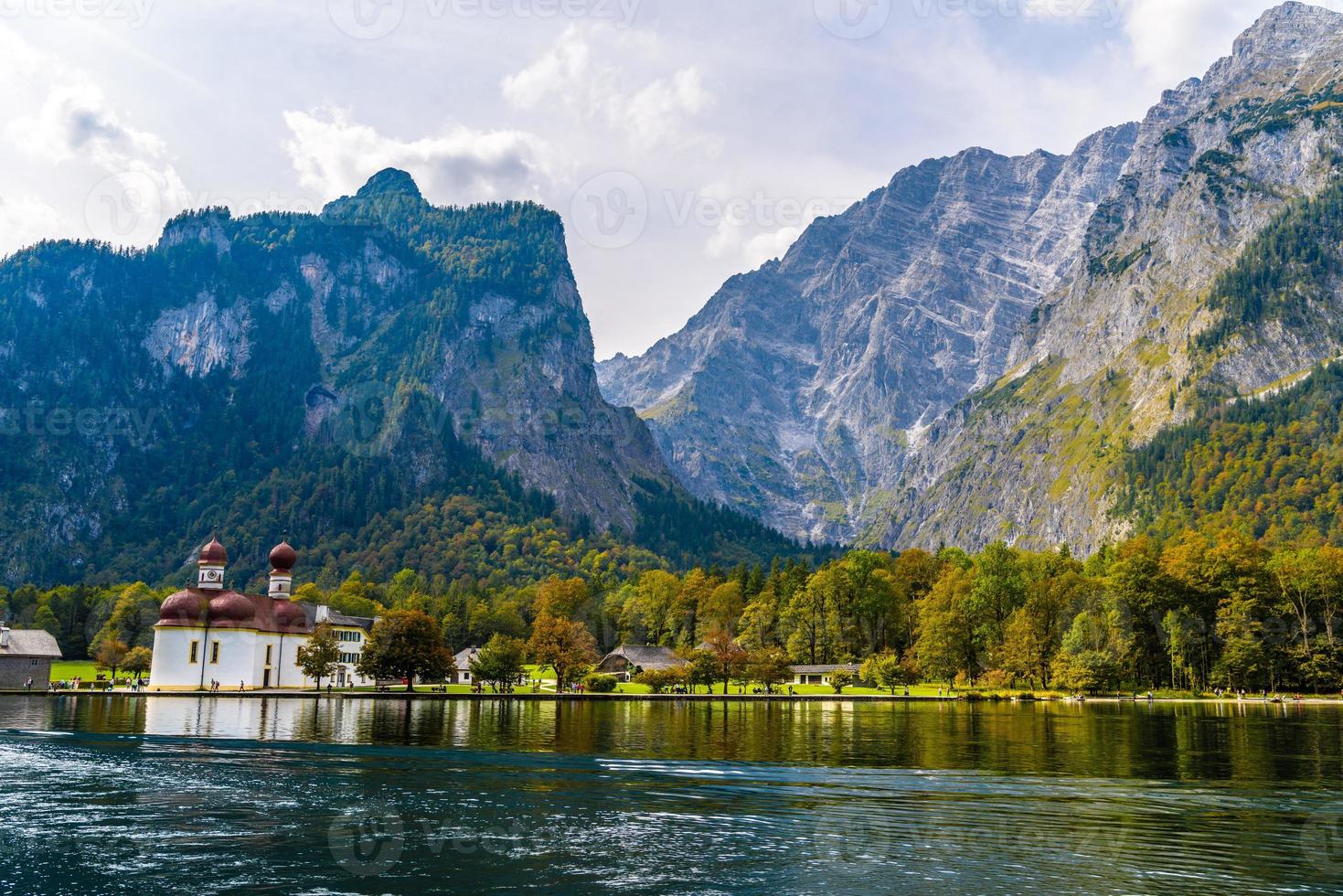 St Bartholomew's Church in Koenigssee, Konigsee, Berchtesgaden National Park, Bavaria, Germany. photo