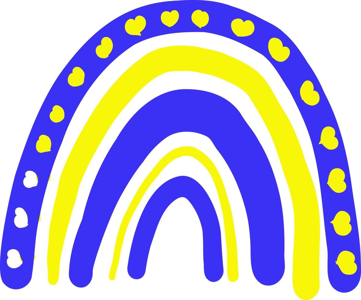 A set of boho rainbows in the colors of Ukraine. vector