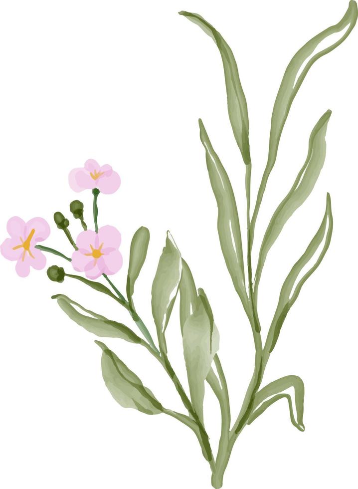 hojas de acuarela con flores. vector