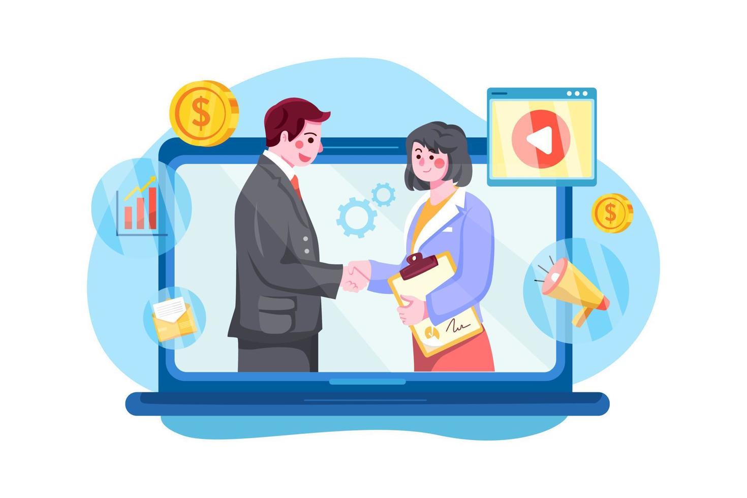 Online Digital Marketing Illustration concept. Flat illustration isolated on white background vector