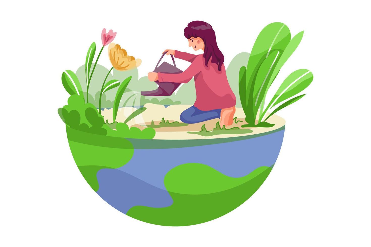 Mother Earth Day Illustration concept. Flat illustration isolated on white background vector