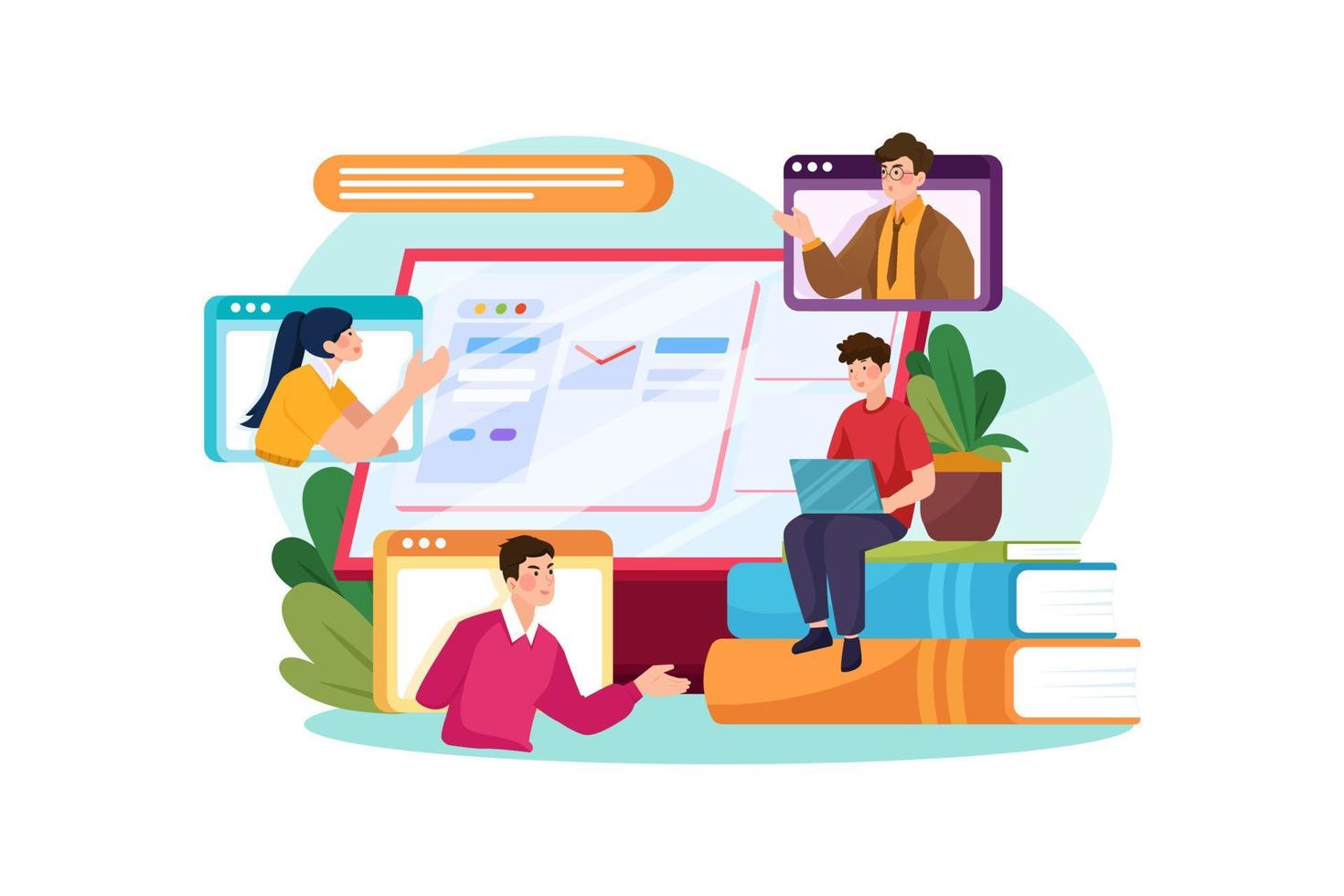 Online Education Illustration concept. Flat illustration isolated on white background vector