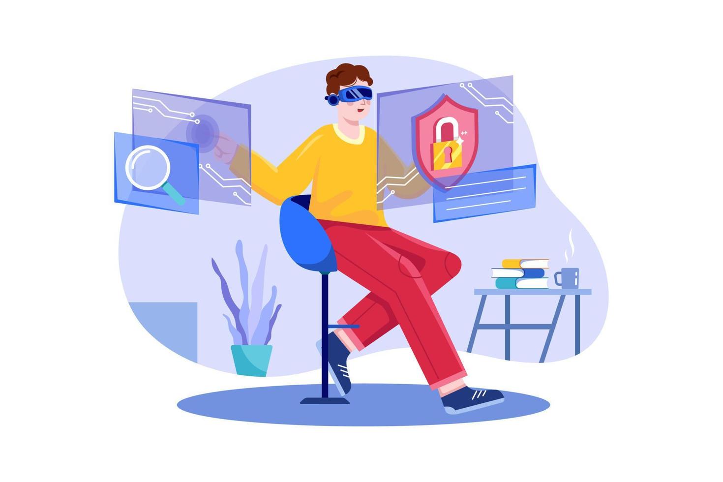 Privacy and encryption details via vr glasses vector