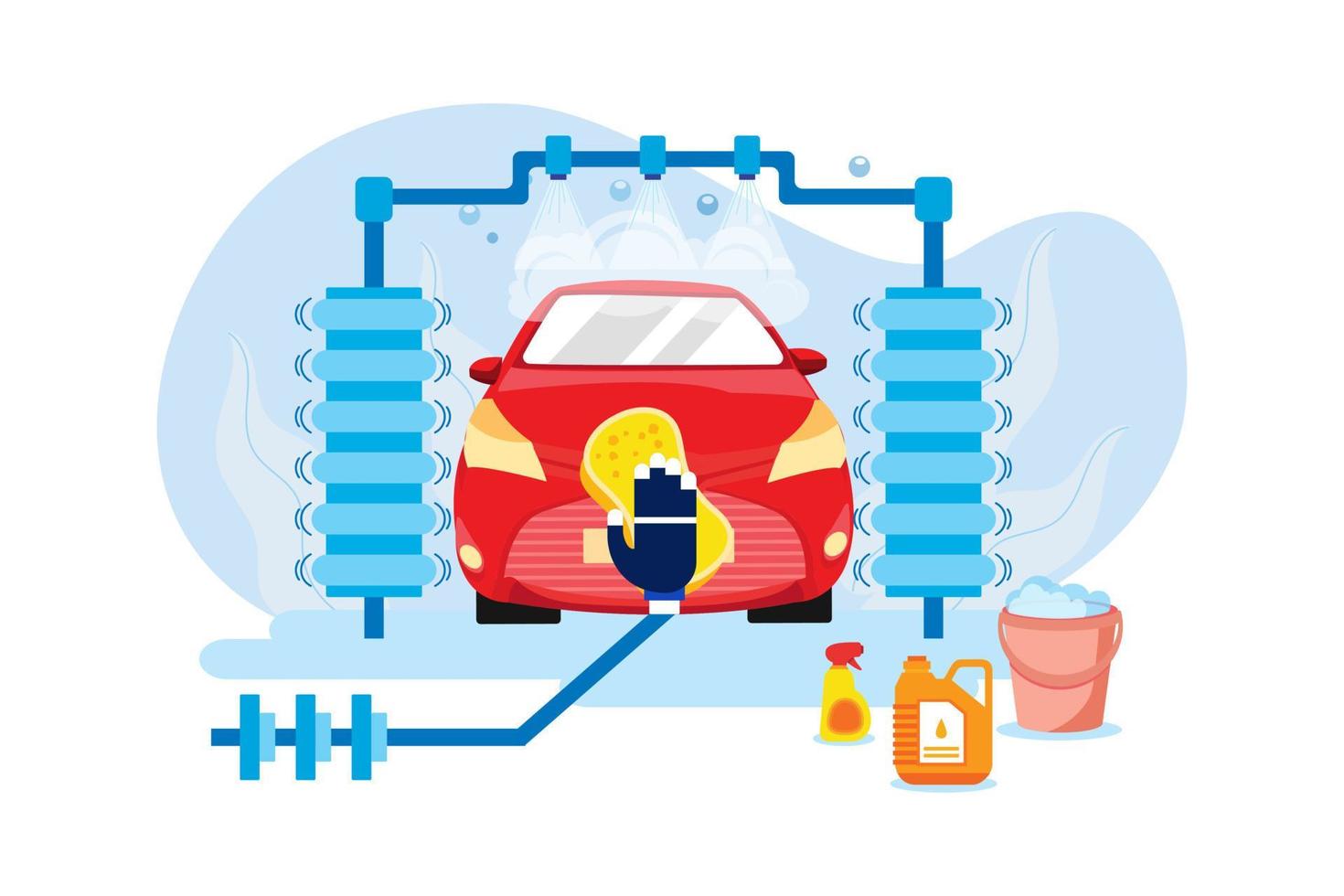 Car Wash Service Illustration concept. Flat illustration isolated on white background vector