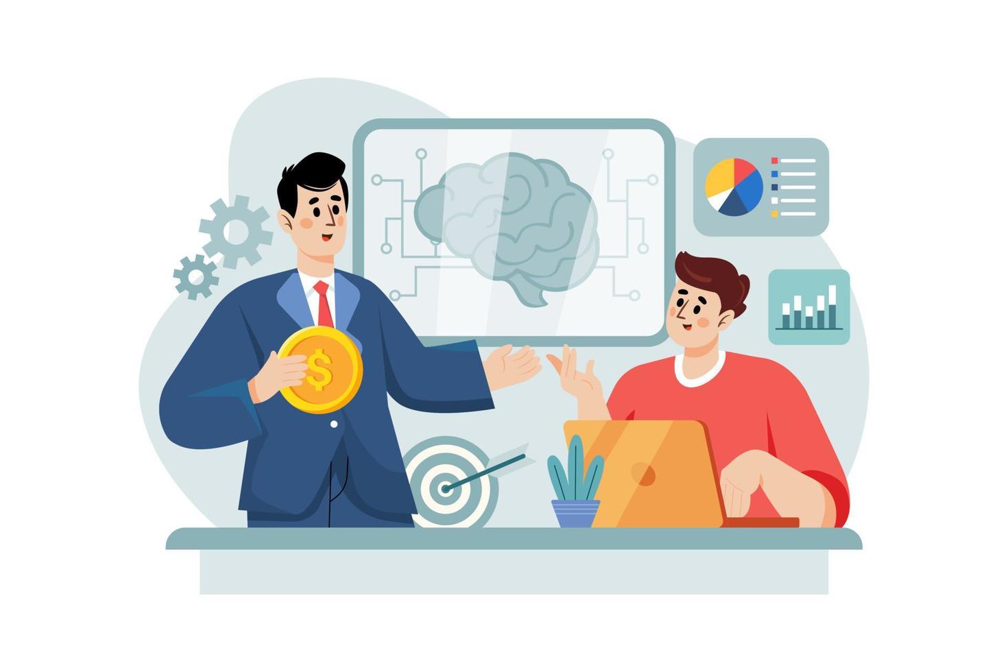 Businessman brainstorming about startup Illustration concept. Flat illustration isolated on white background vector