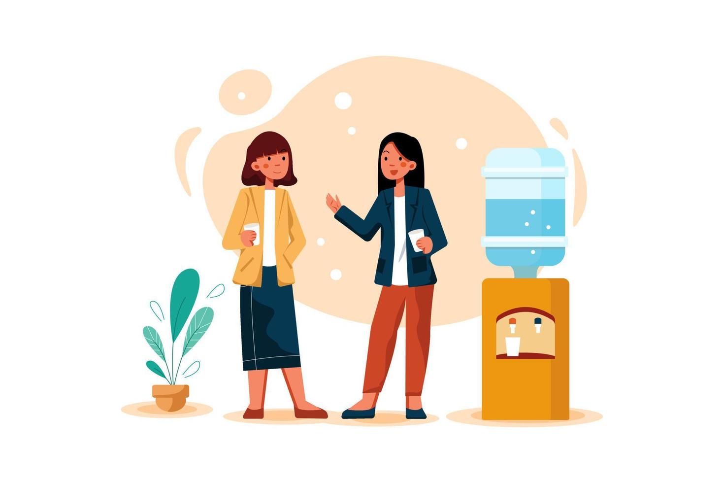 Business Collogues discussion while drinking water vector