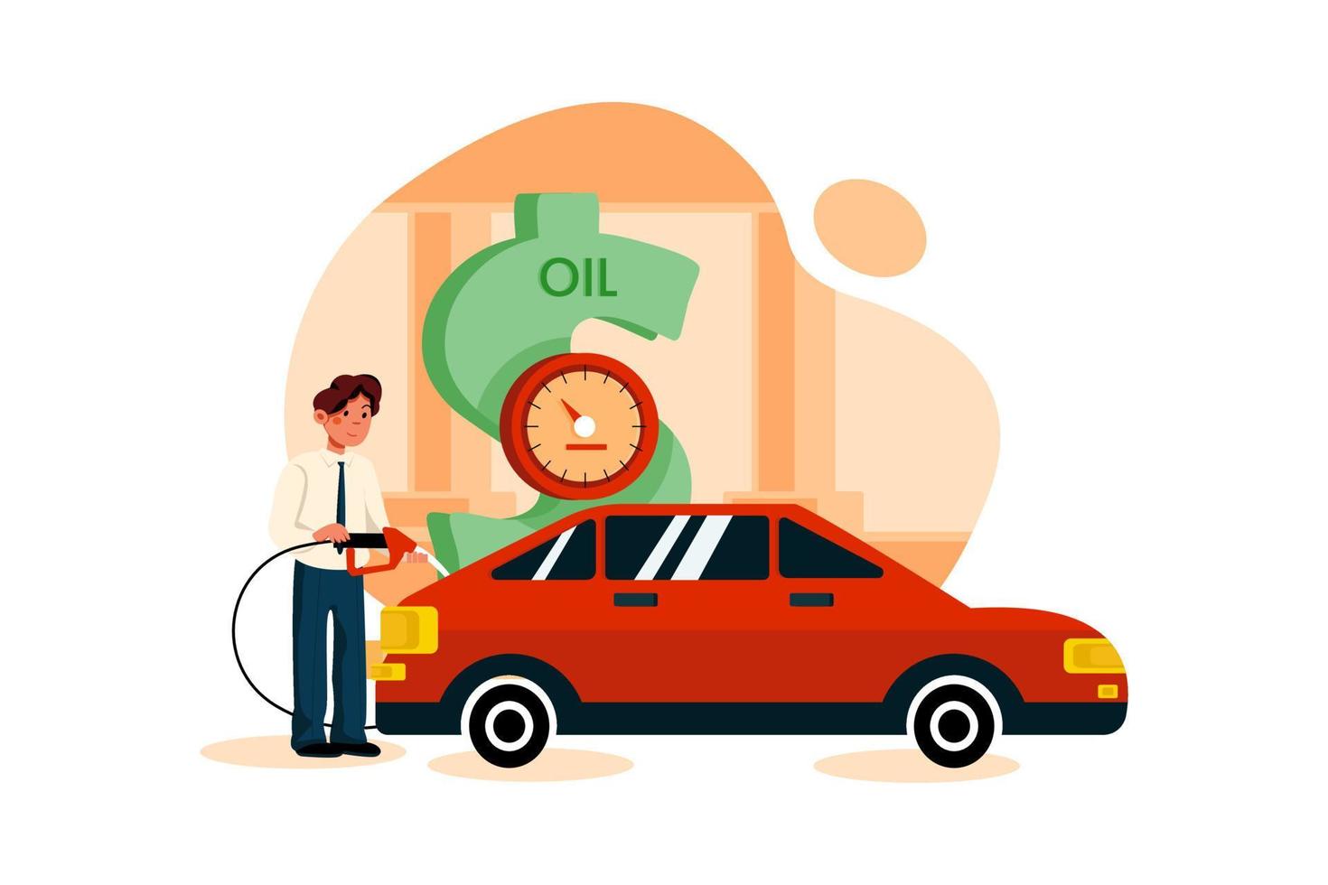 Businessman fueling car from Dollar pump vector