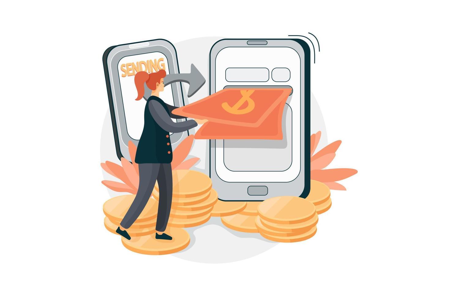Online money transfer Illustration vector