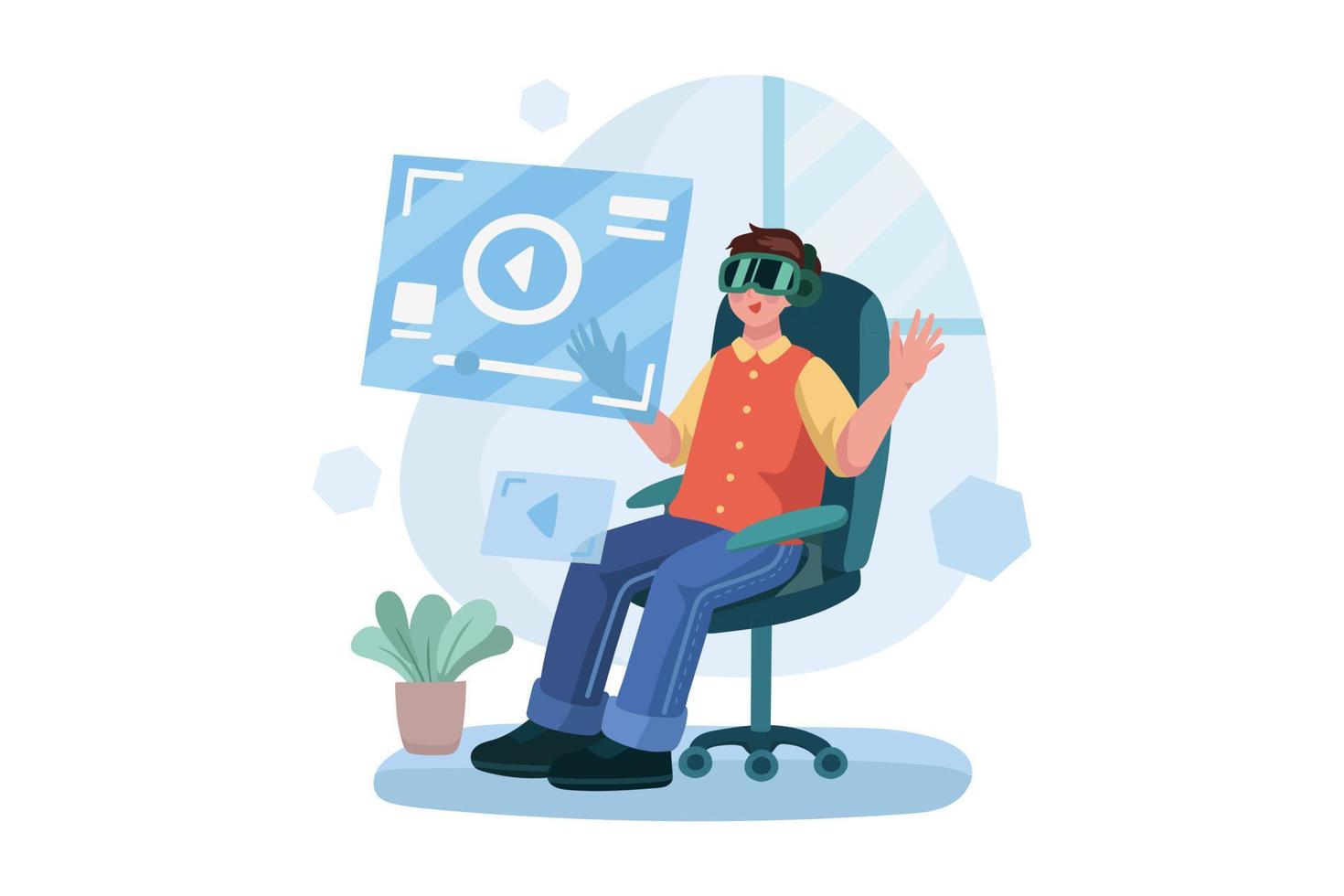 Virtual Reality Illustration concept. Flat illustration isolated on white background vector