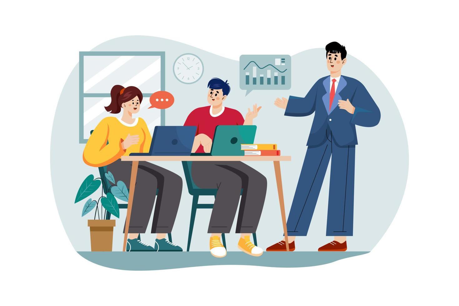 Startup company team meeting in an office vector