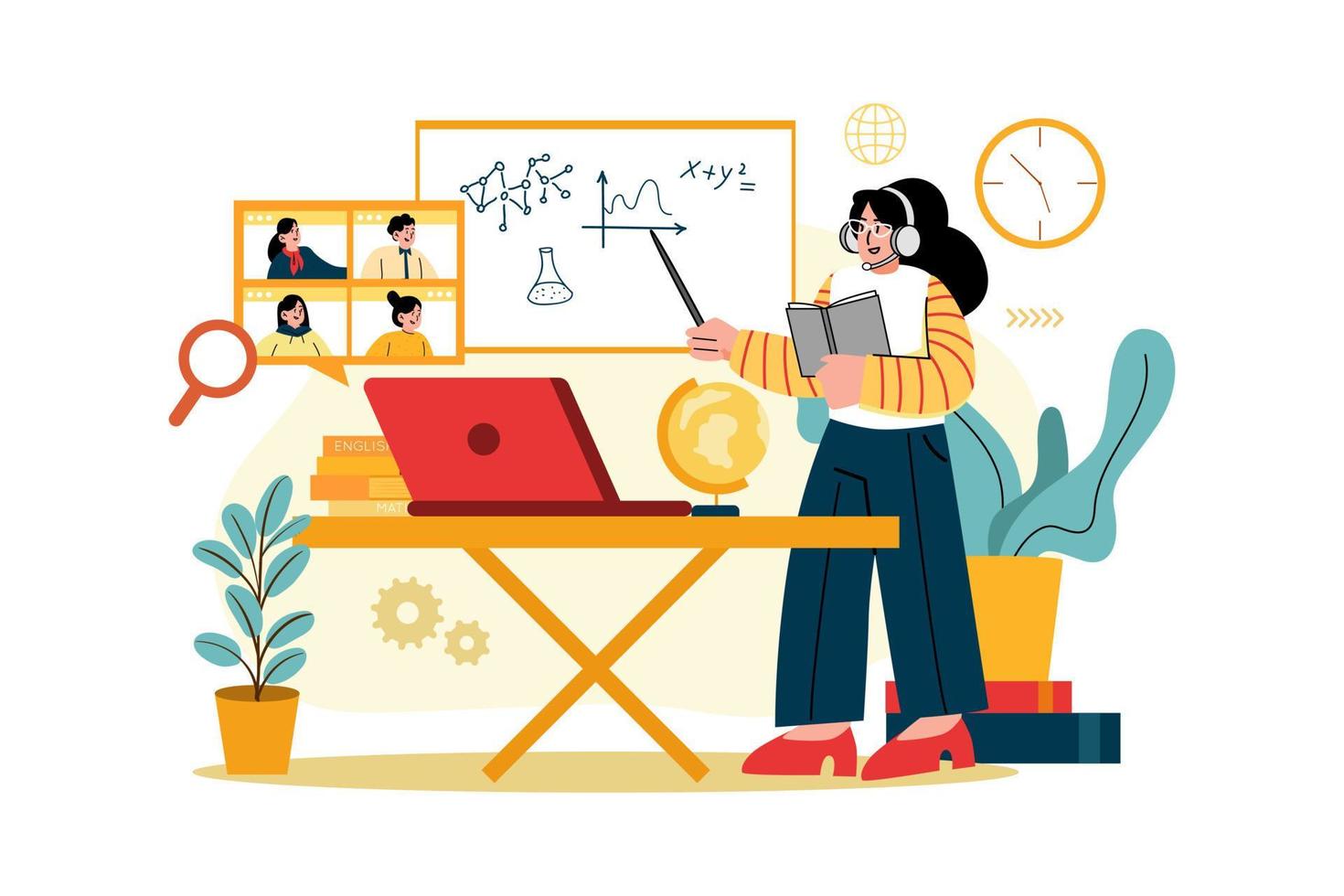 Online Education Illustration concept. Flat illustration isolated on white background vector