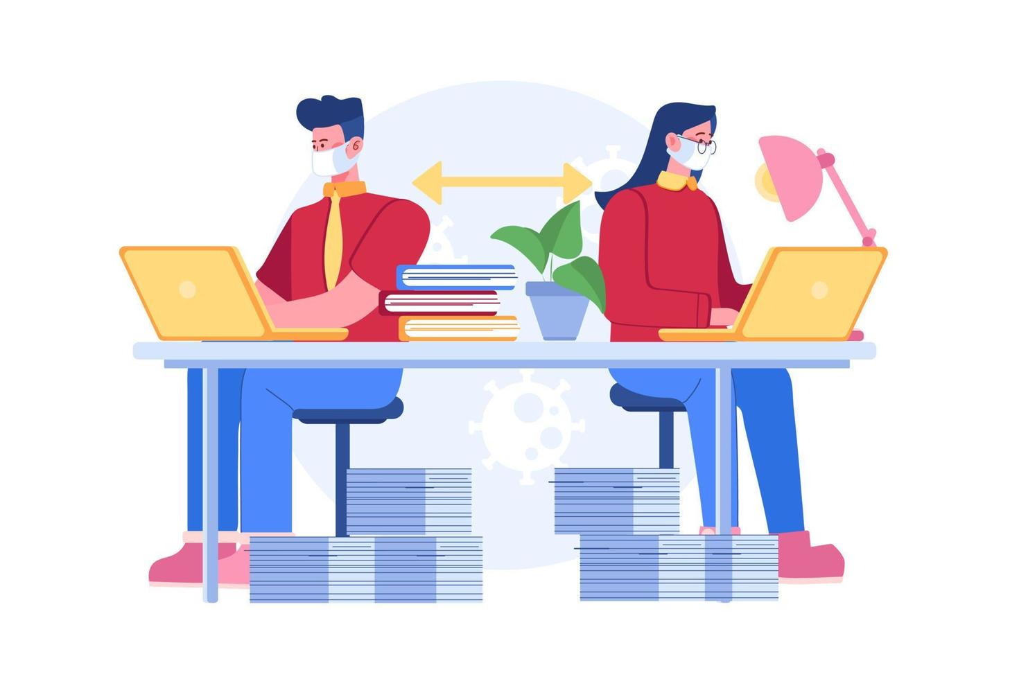 Office Employee At A Safe Social Distance vector