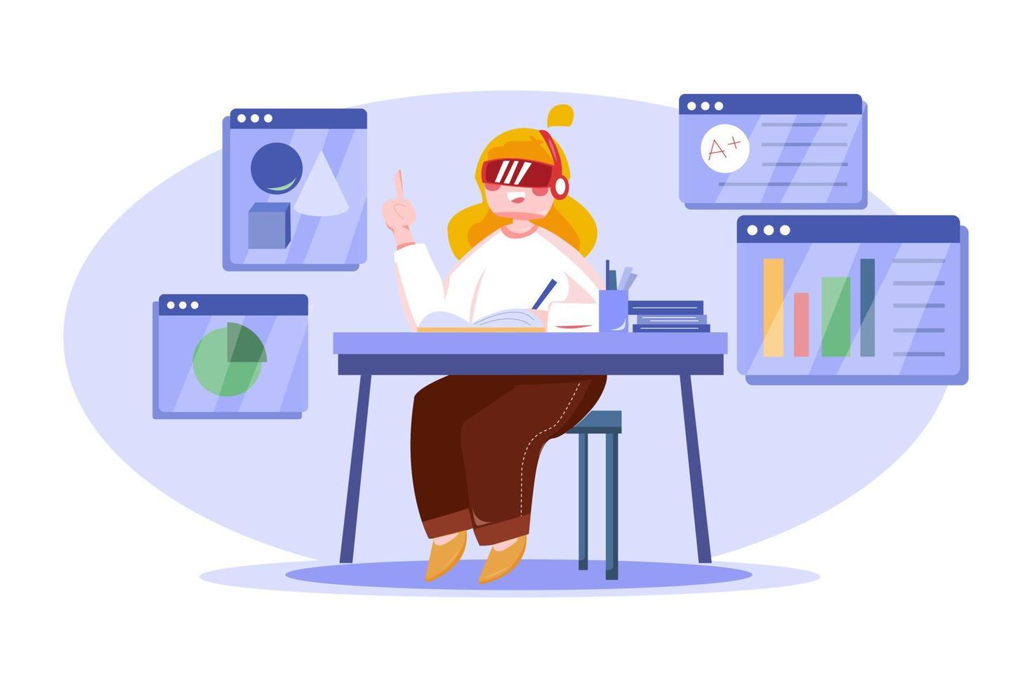 Virtual Reality Illustration concept. Flat illustration isolated on white background vector