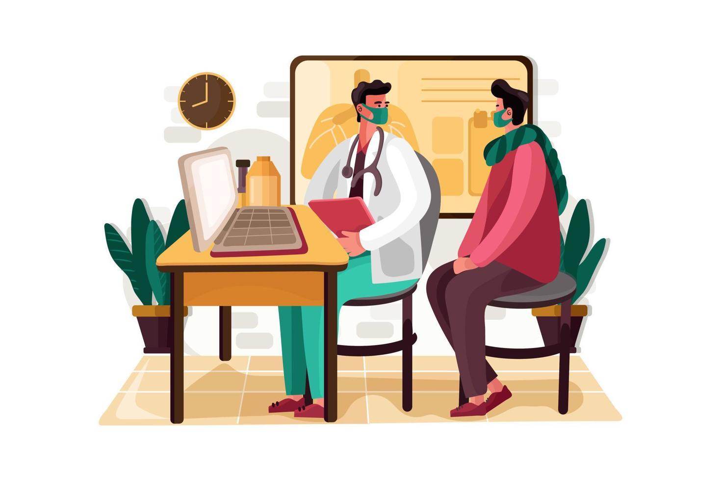 Doctor doing health checkup of patient vector
