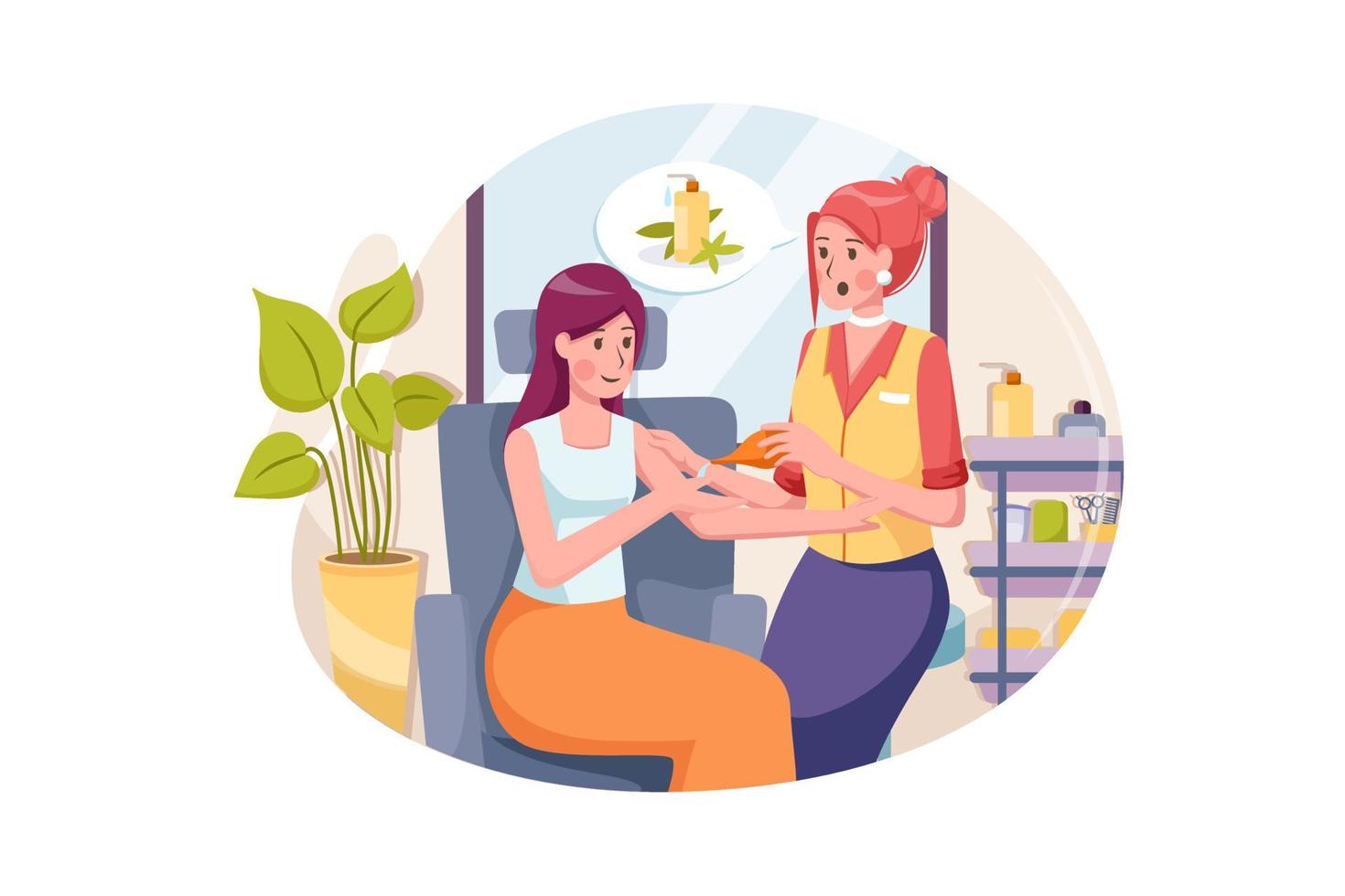 Young woman having oil massage spa treatment. vector