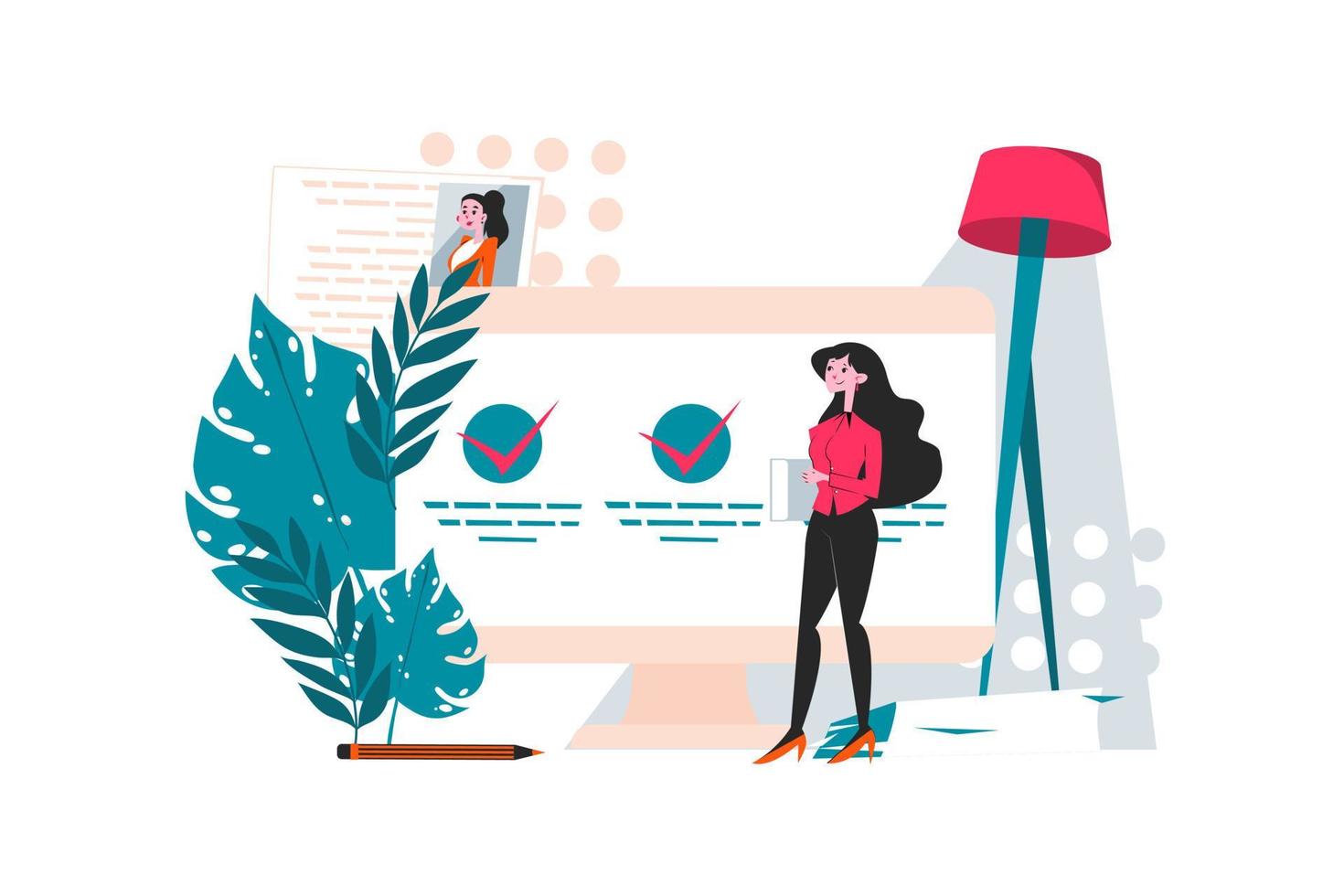 Job Interview Illustration concept. Flat illustration isolated on white background vector