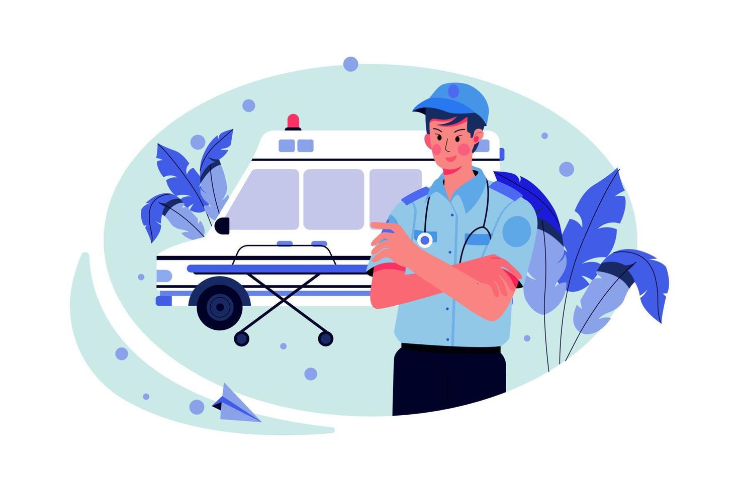 Male paramedic and ambulance van Illustration vector