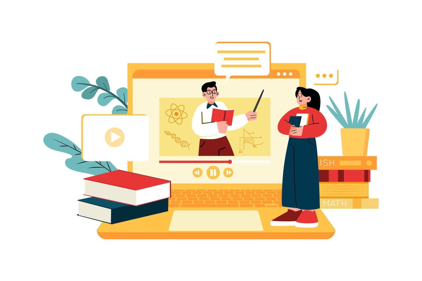 Online Education Illustration concept. Flat illustration isolated on white background vector