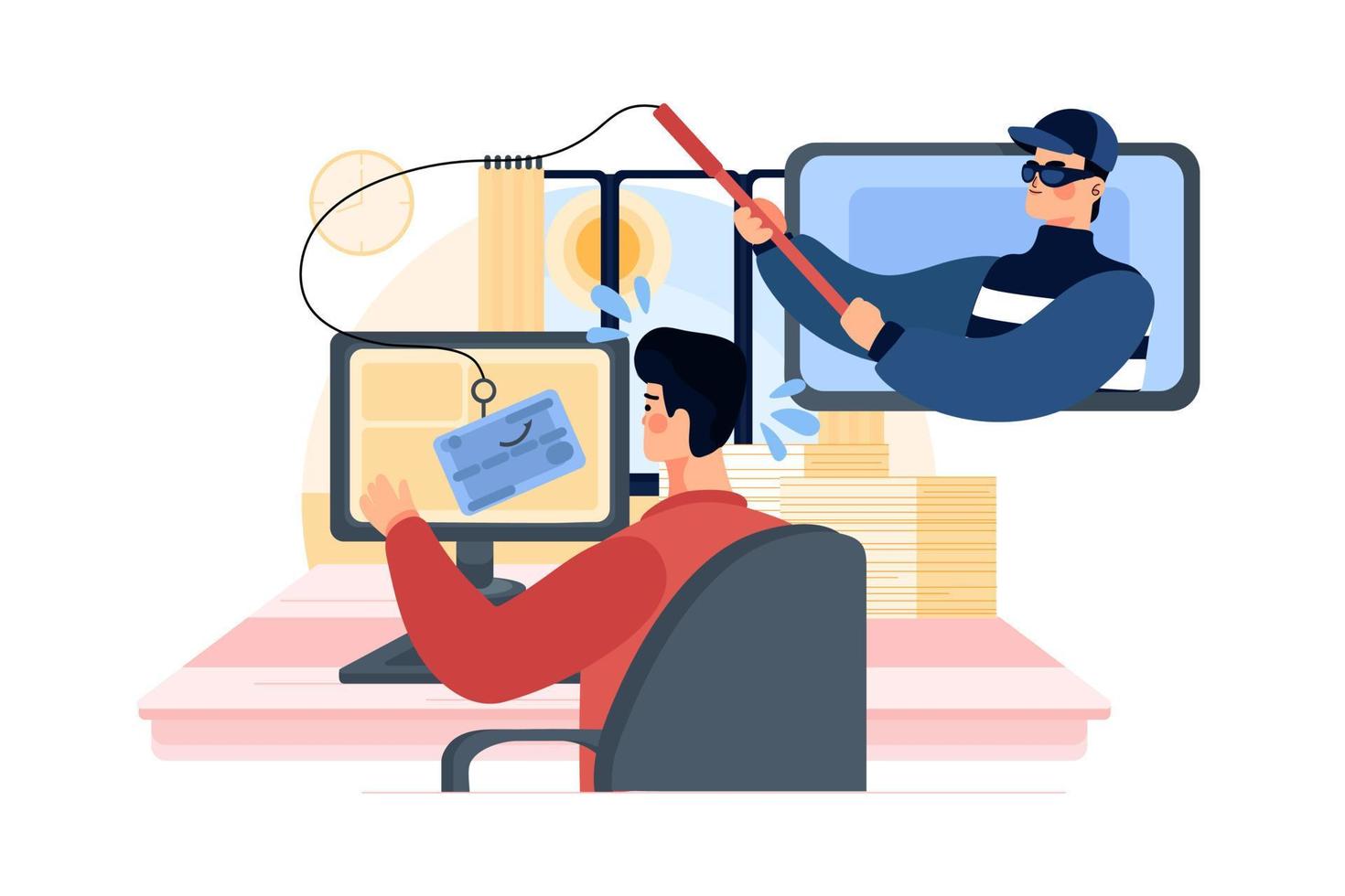Cyber Attack Illustration concept. Flat illustration isolated on white background vector