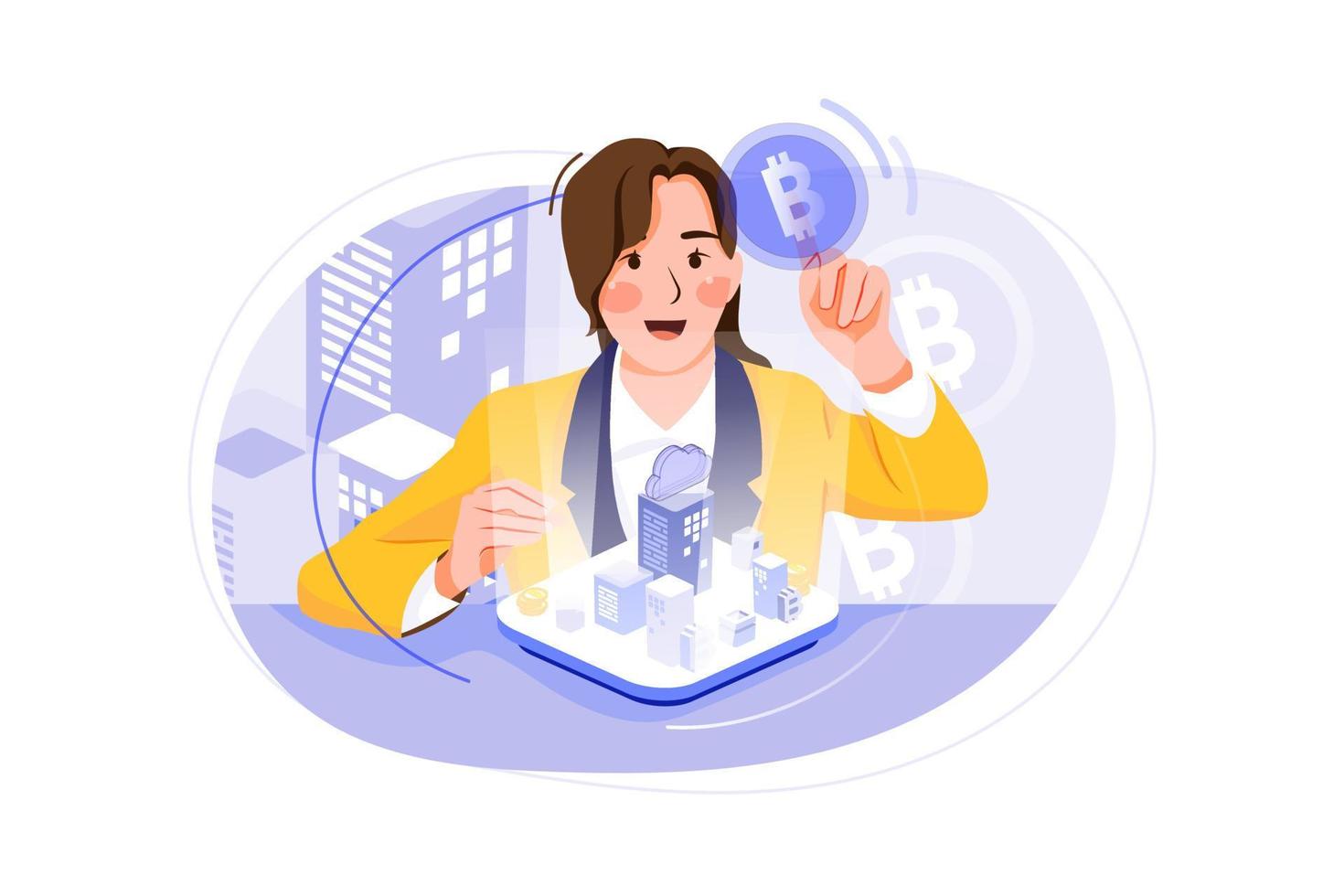 Cryptocurrency marketplace Illustration concept vector
