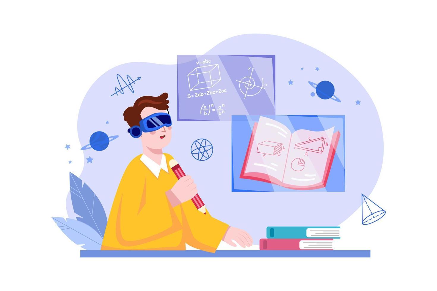 Online Education with VR glasses vector