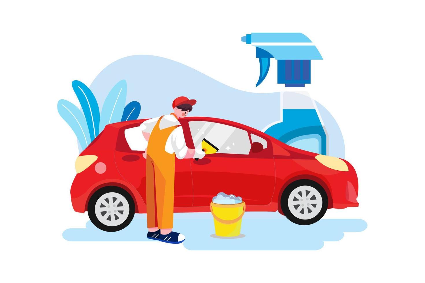 Car Wash Service Illustration concept. Flat illustration isolated on white background vector