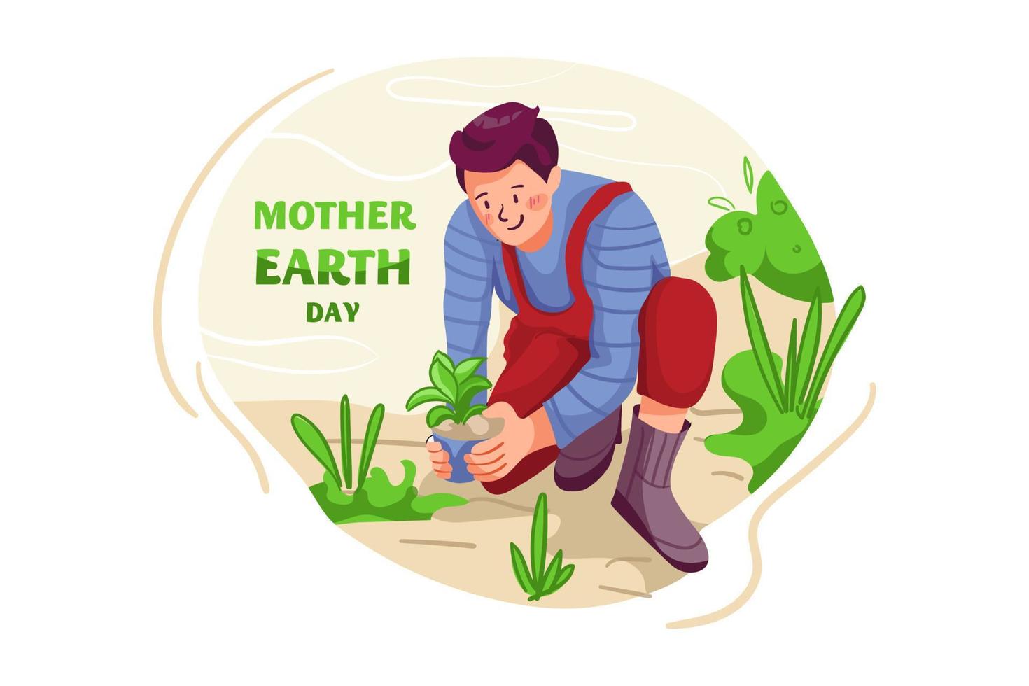 Mother Earth Day Illustration concept. Flat illustration isolated on white background vector