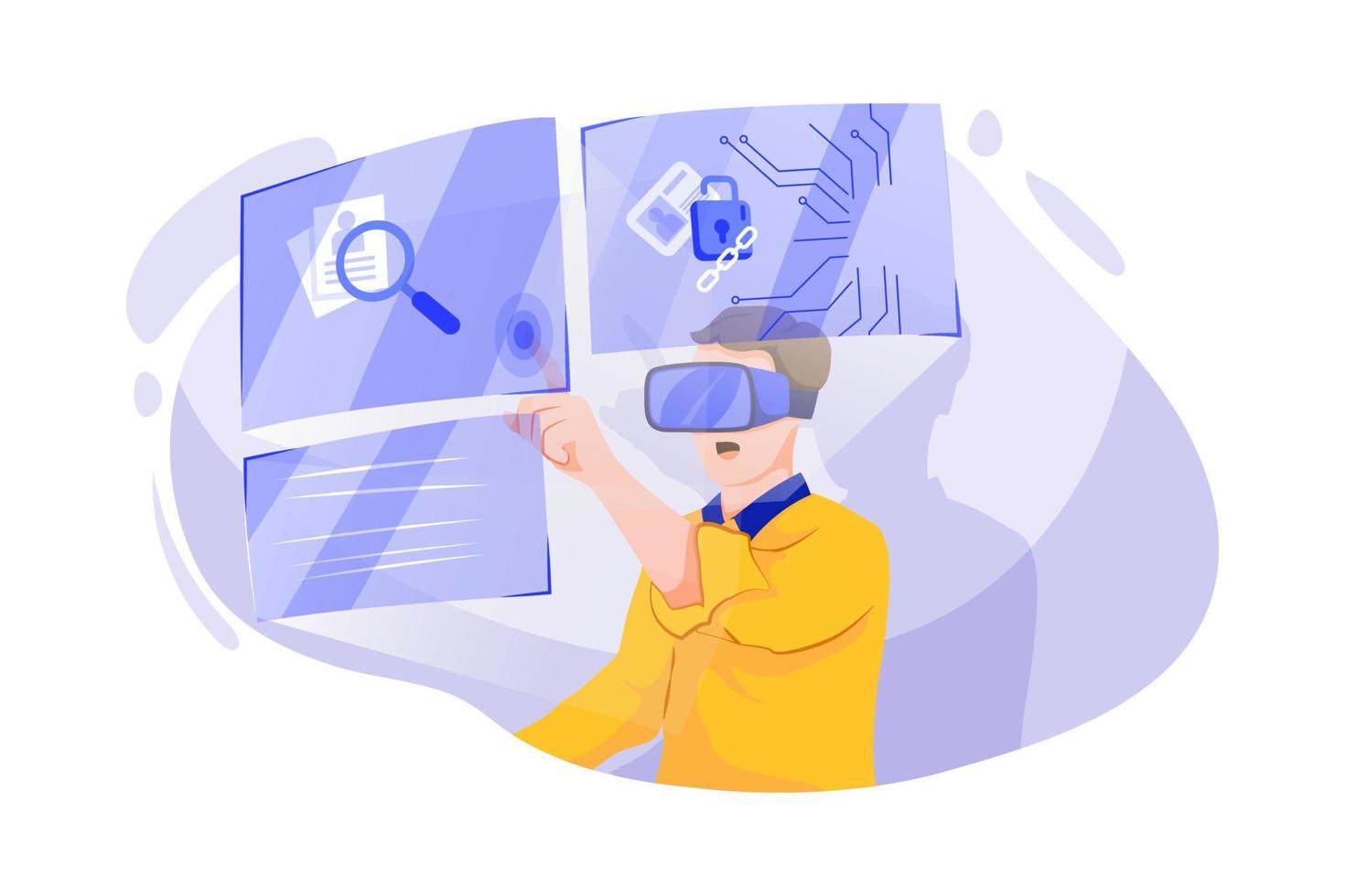 Privacy and encryption details via vr glasses vector