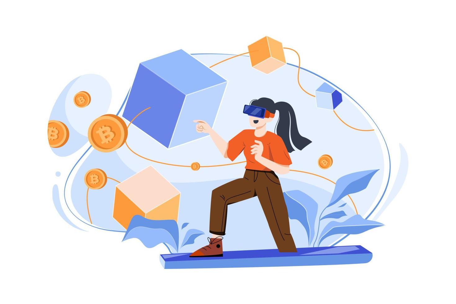 Virtual Reality Illustration concept. Flat illustration isolated on white background vector