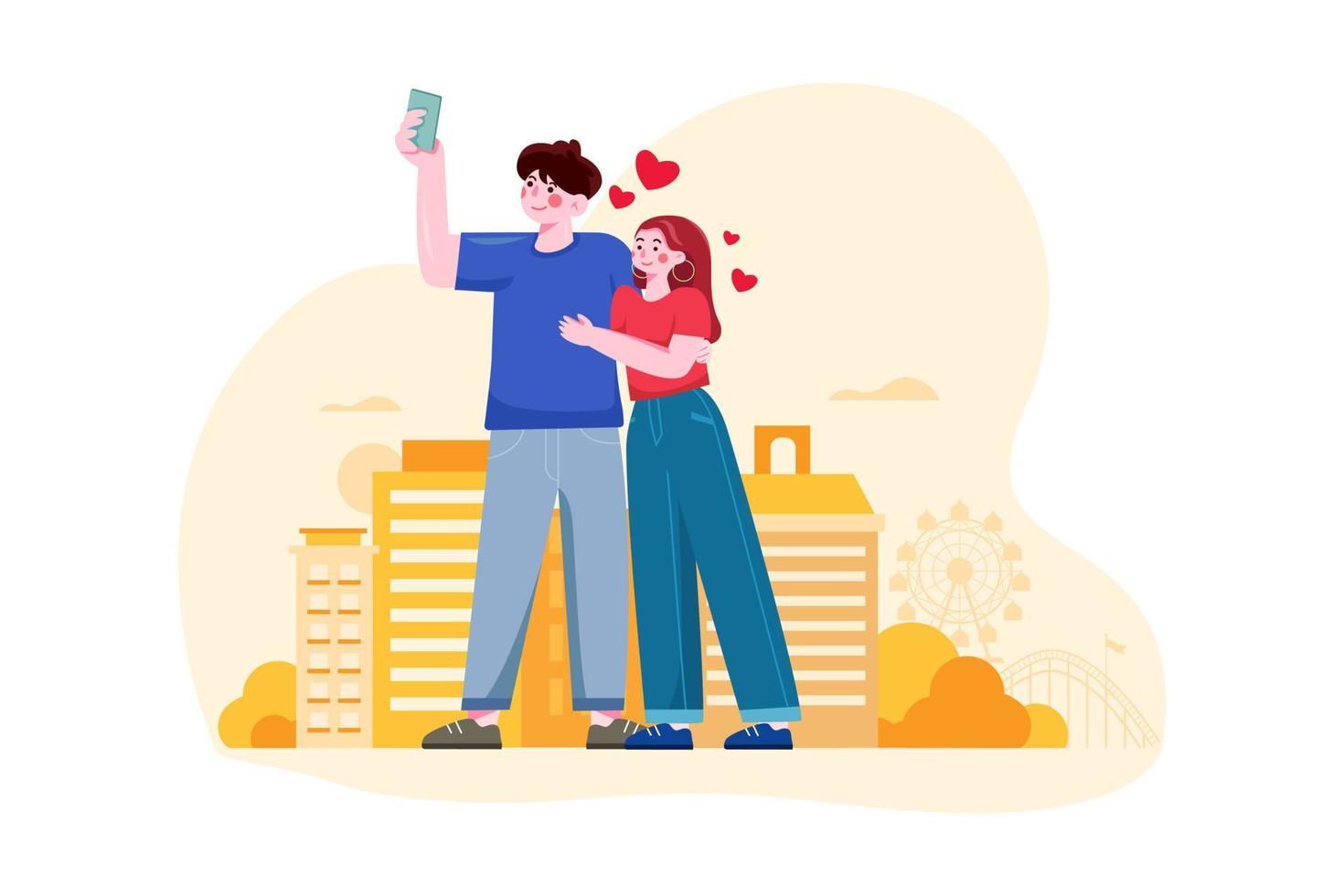 Romantic Couple Illustration concept. Flat illustration isolated on white background vector