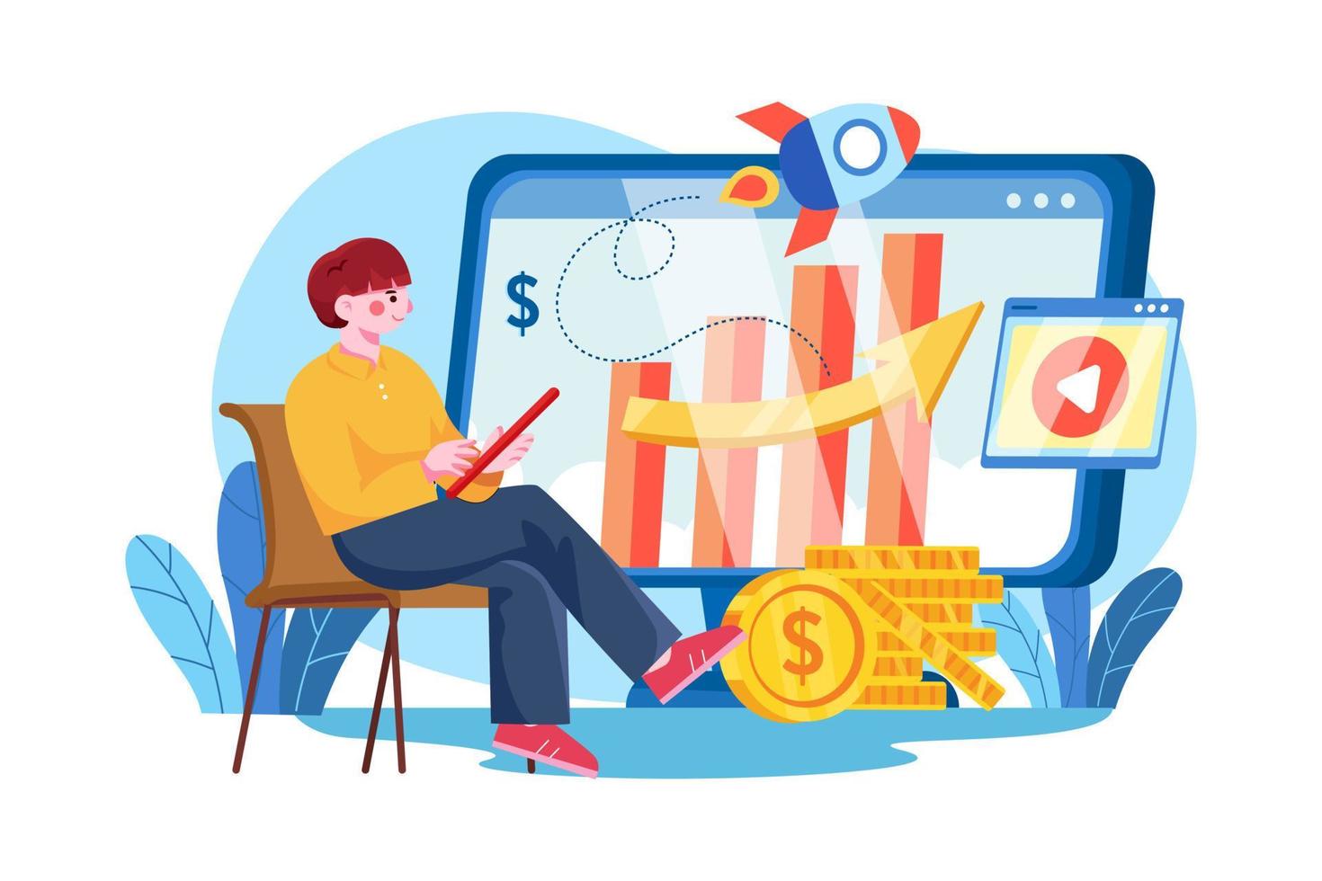 Online Digital Marketing Illustration concept. Flat illustration isolated on white background vector