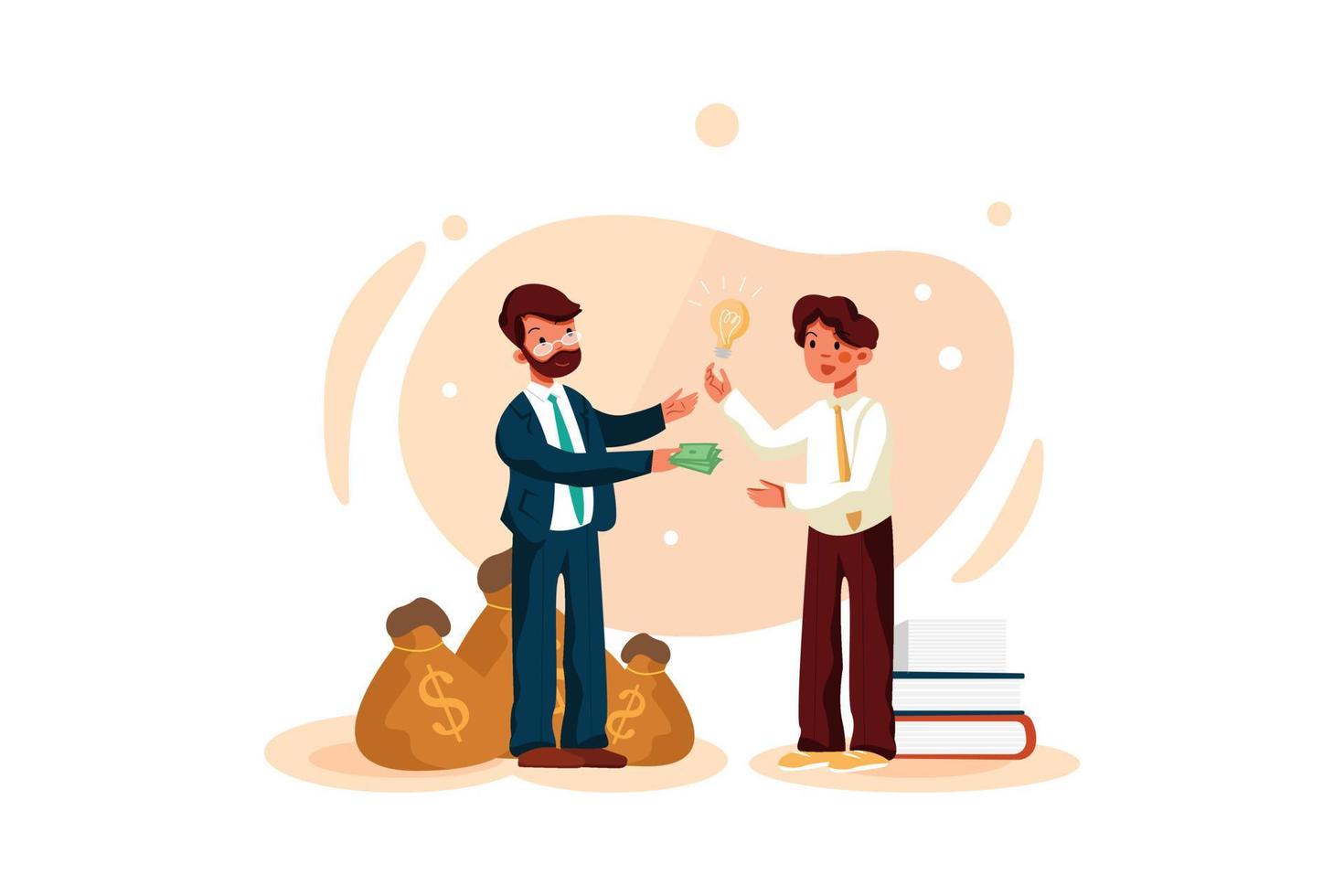 Businessman purchasing the business idea vector