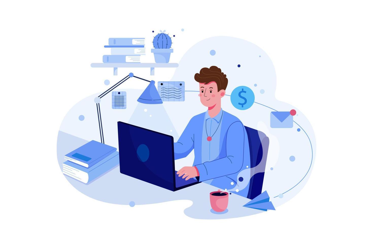 Businesswoman working on a laptop vector
