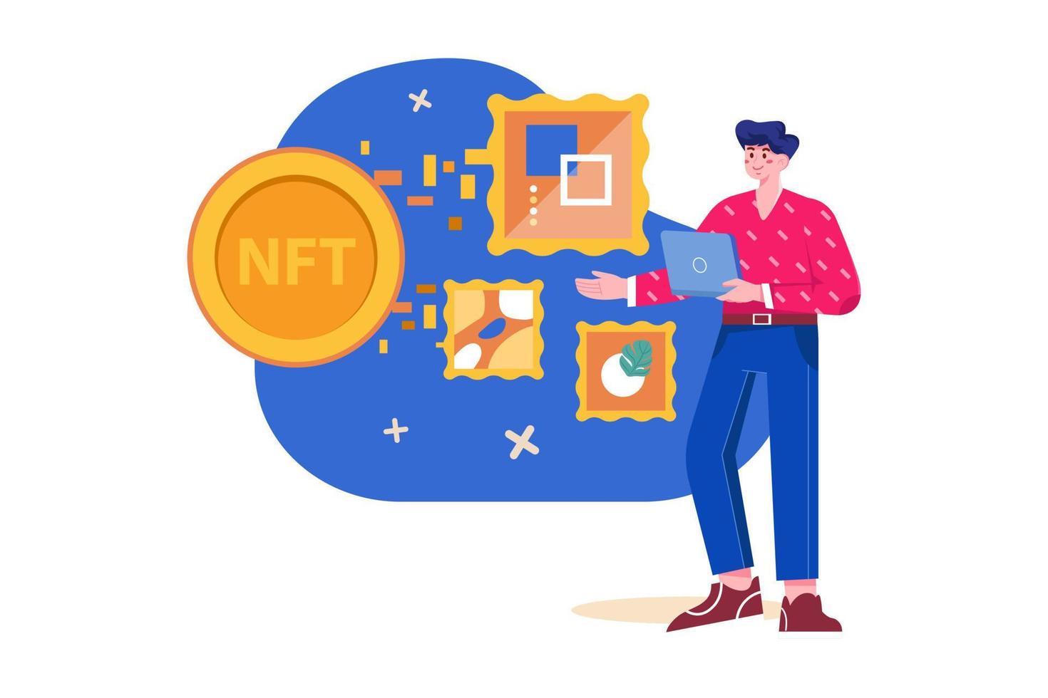 NFT Create Art Illustration concept. Flat illustration isolated on white background vector