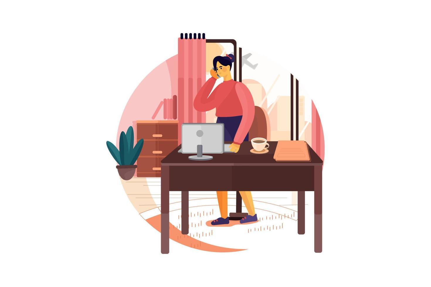 Businesswoman working on startup plan vector