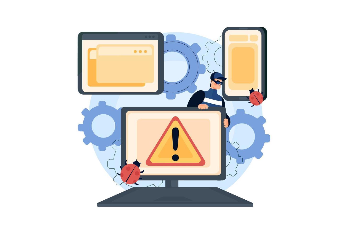 Cyber Attack Illustration concept. Flat illustration isolated on white background vector