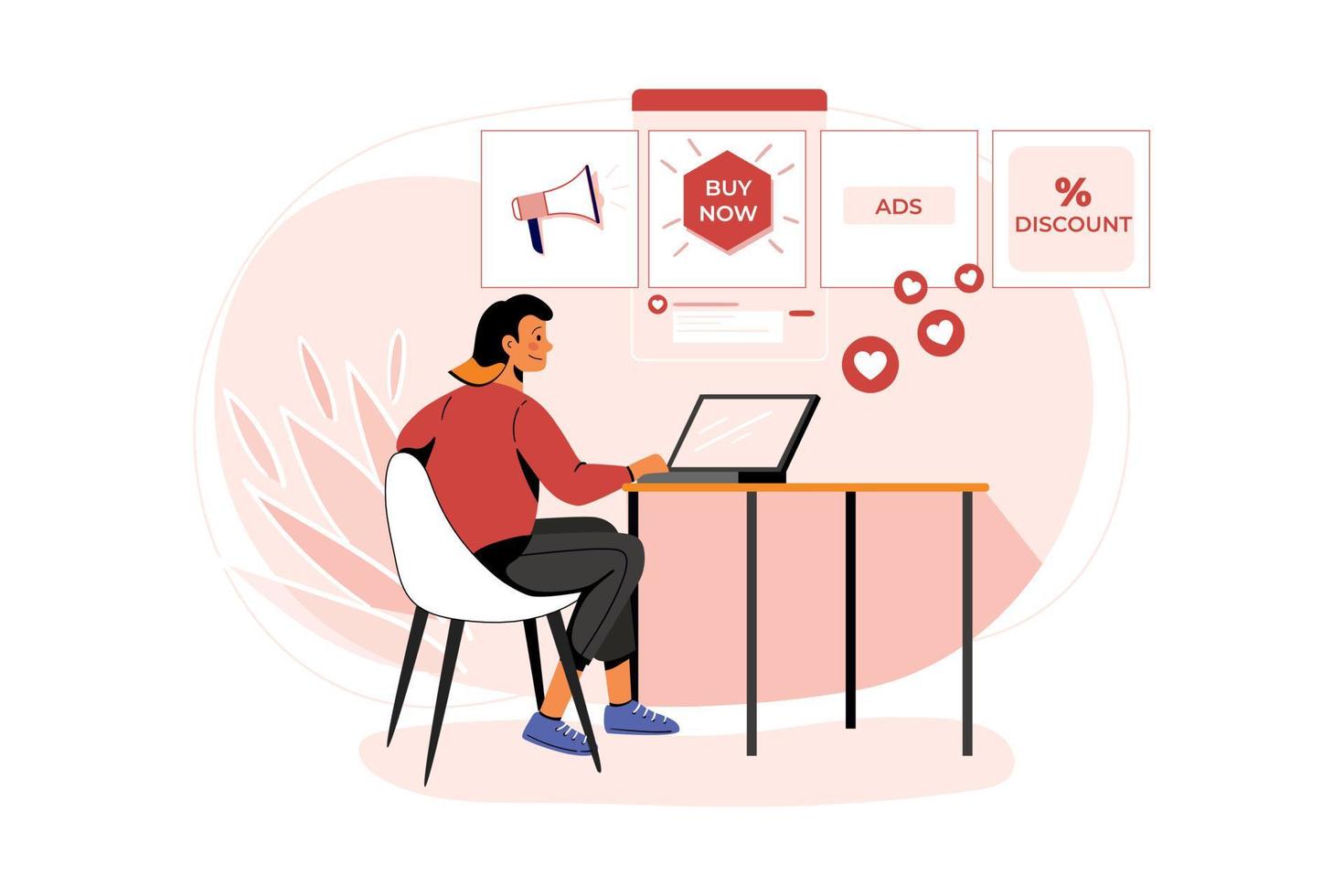 Marketing employee posting ads Illustration vector