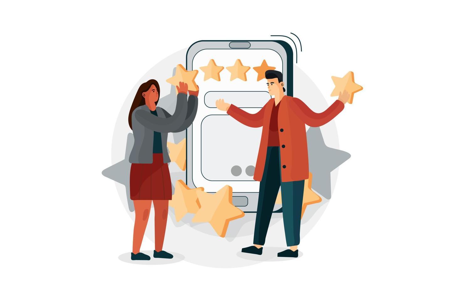 Review Application or Best User Feedback Illustration vector