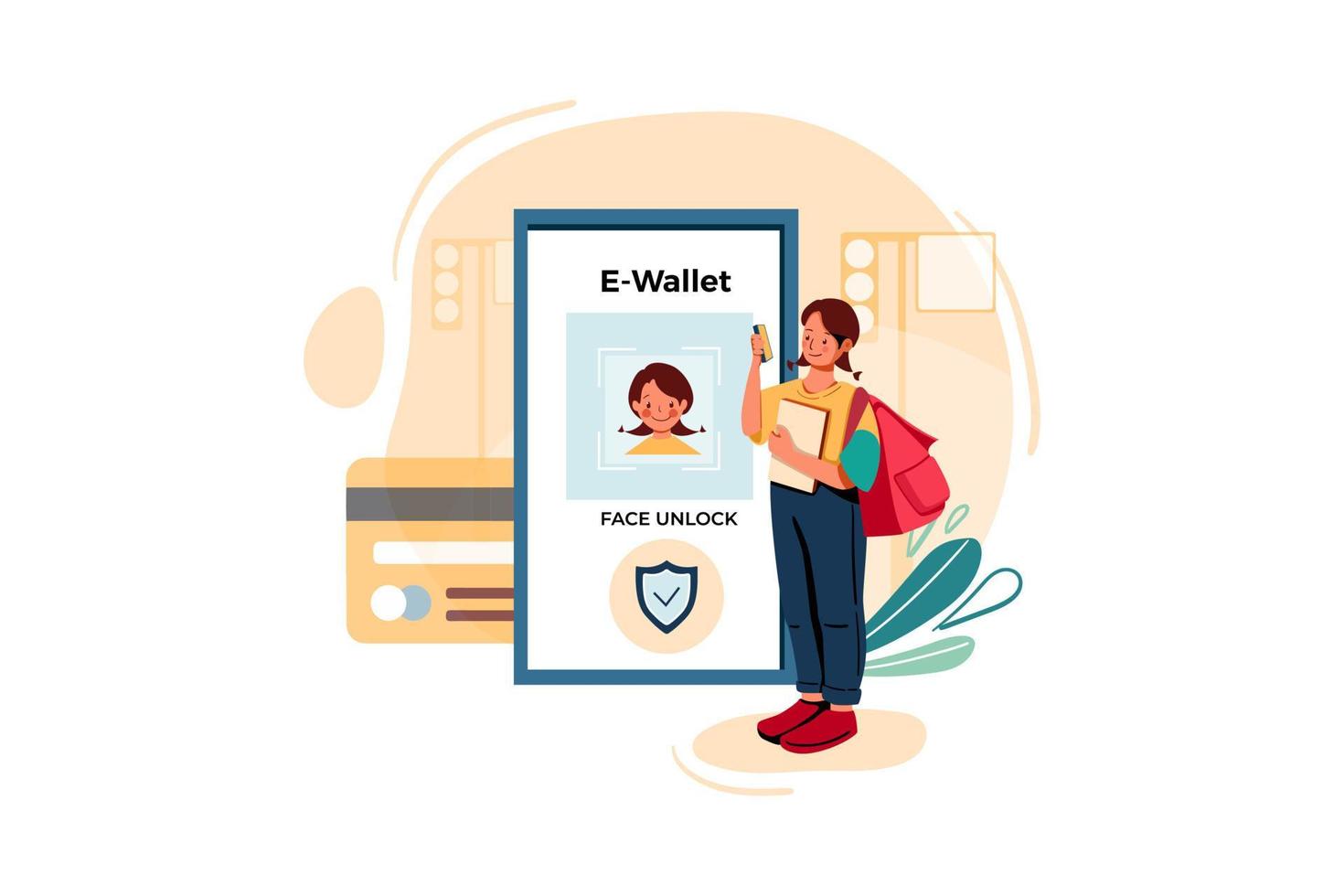 Face Unlock and pin Security Illustration vector