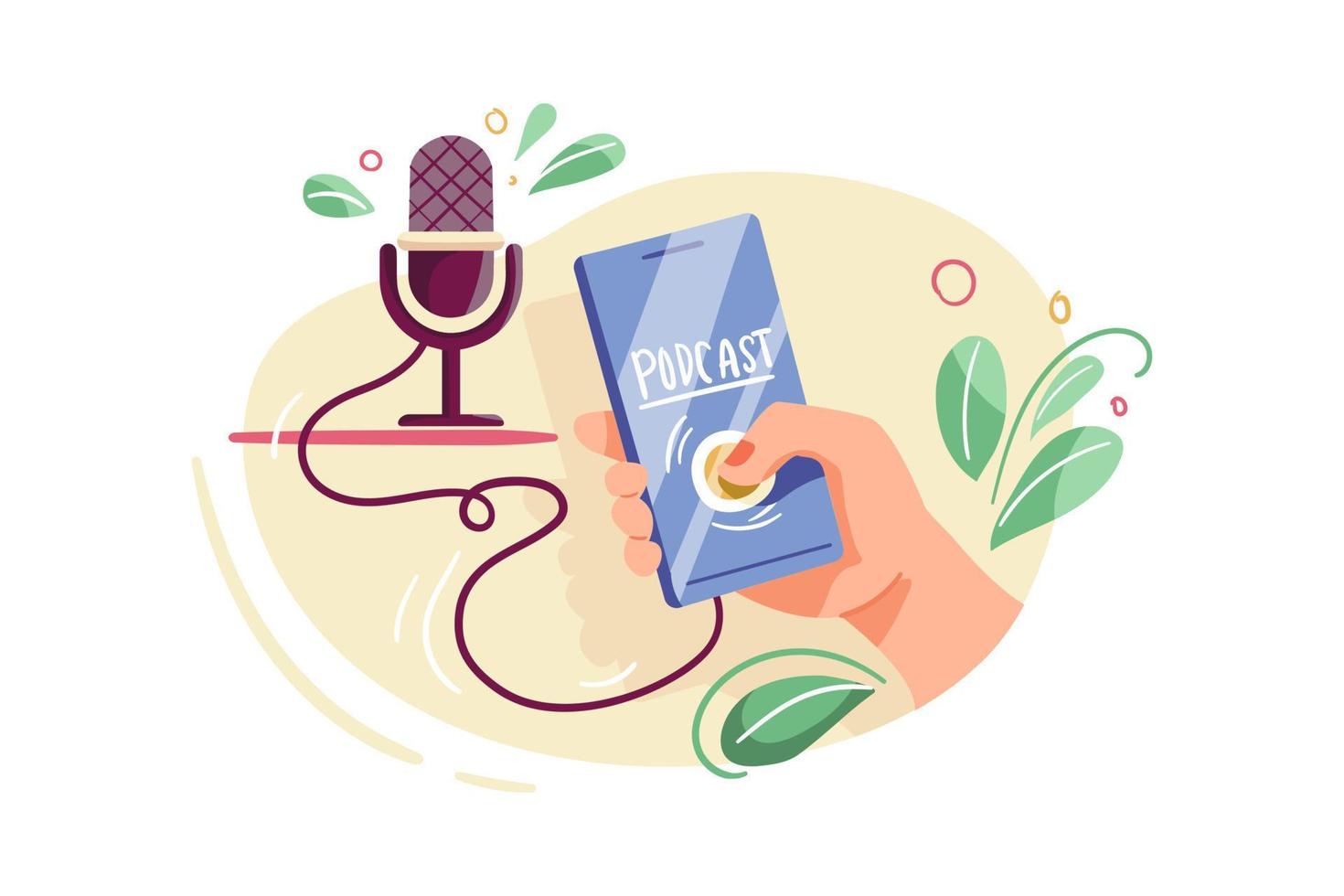 Podcast Illustration concept. Flat illustration isolated on white background vector