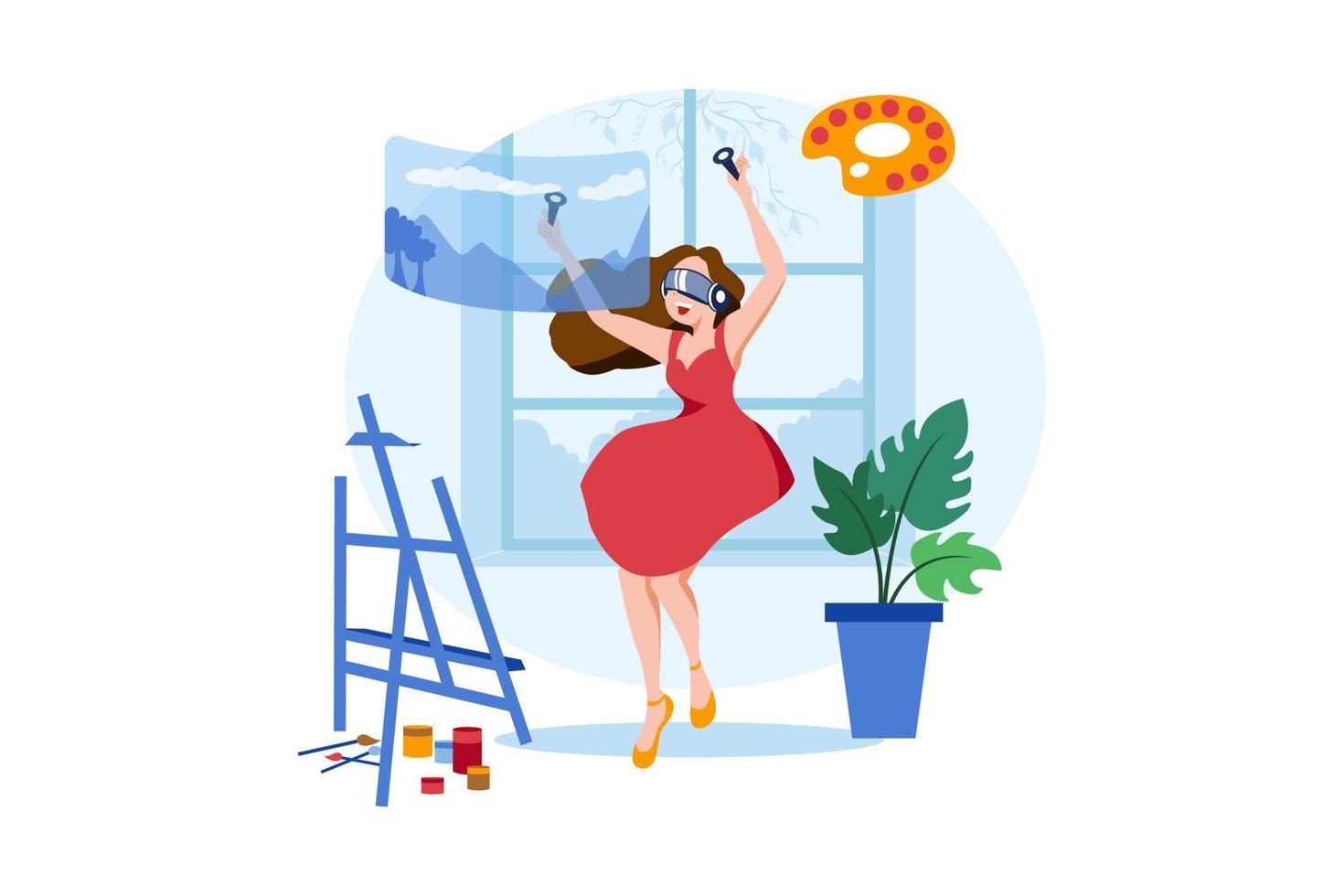 Virtual Reality Illustration concept. Flat illustration isolated on white background vector