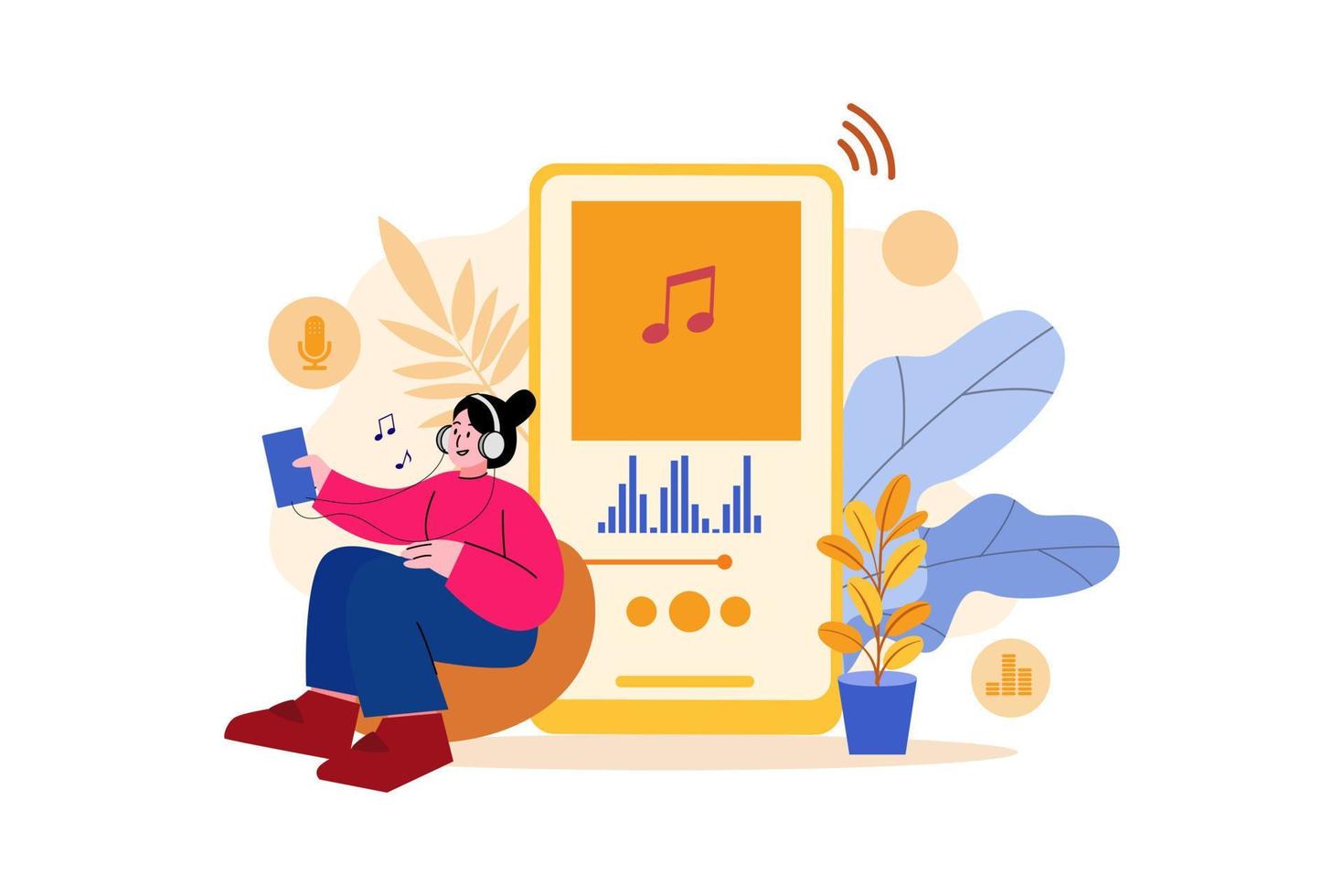 Podcast Audio Illustration concept. Flat illustration isolated on white background vector